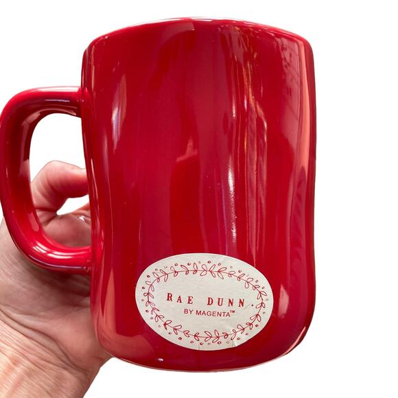 Rae Dunn Christmas Mug Red Ho Ho Ho Santa Words Magenta 16 oz Artisan Co - Picture 3 of 11